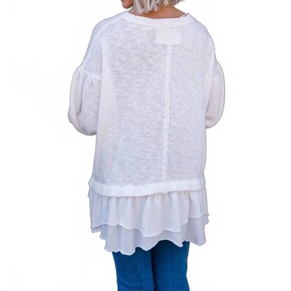 NEW FREE PEOPLE women's maddie long sleeve top in clean ivory - Picture 3 of 6